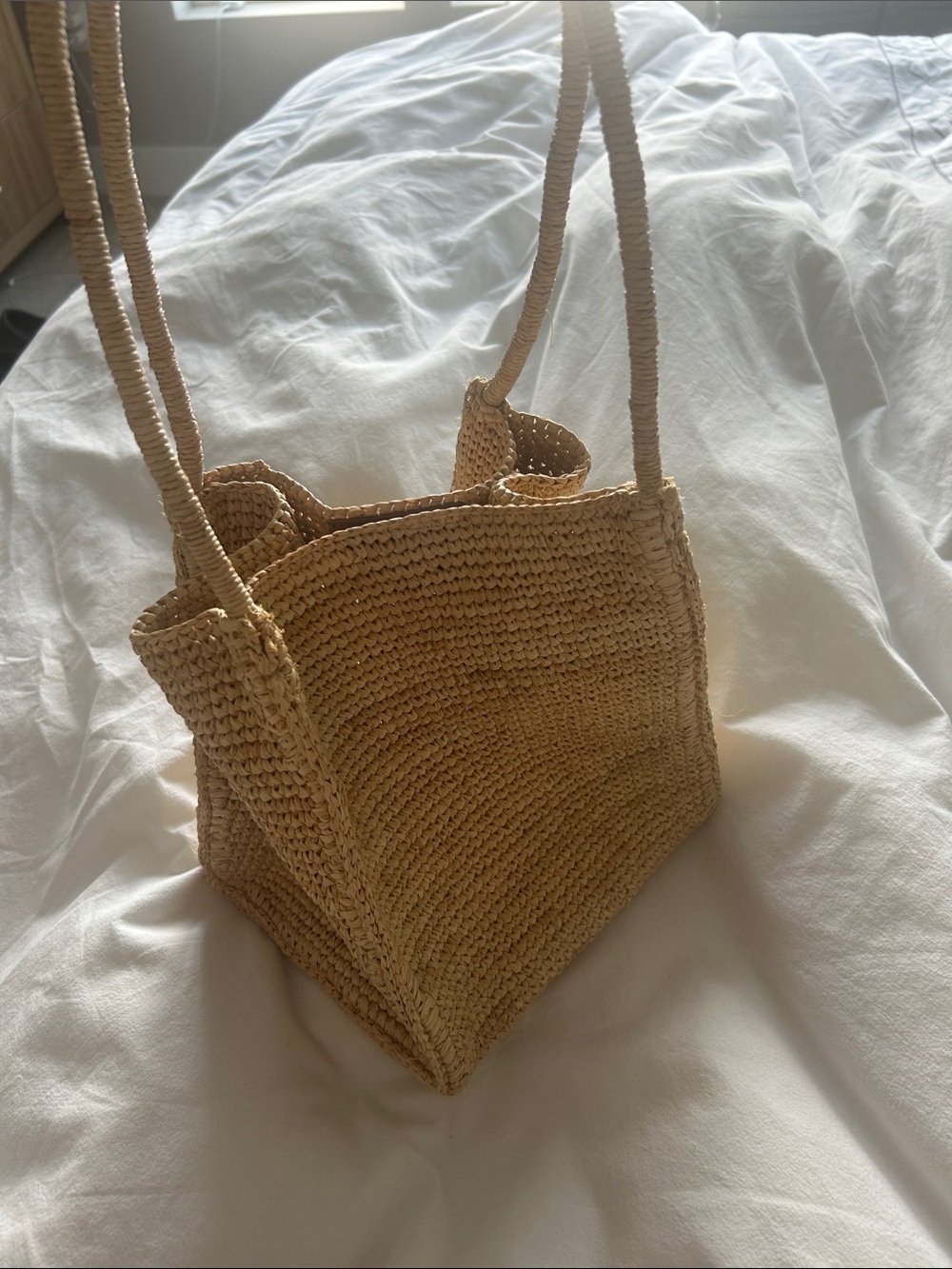 NWT madewell small tote Woven Straw Shoulder Bag in Natural raffia - Picture 4 of 5
